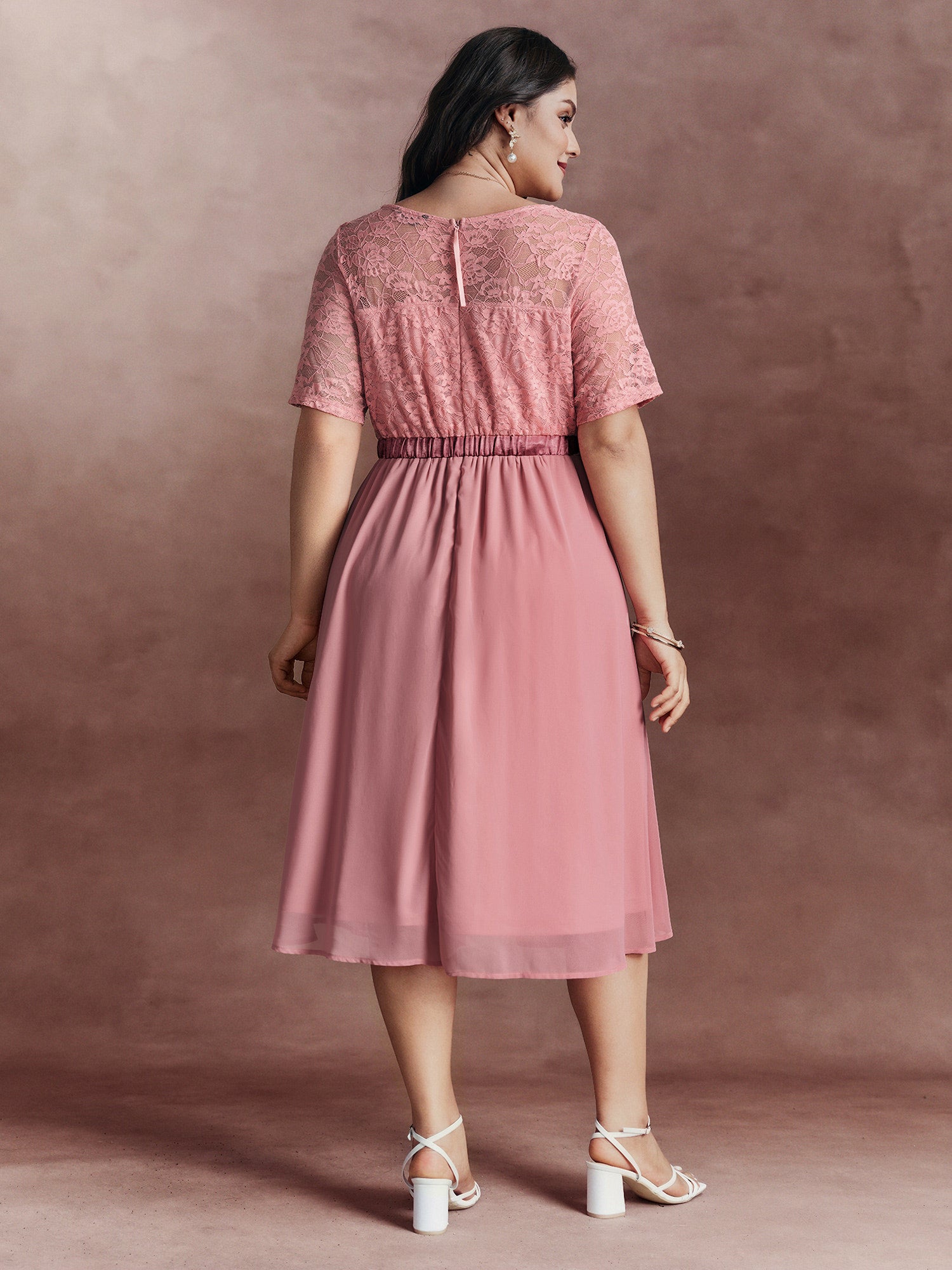 Soft Romance Sheer Lace Midi Dress