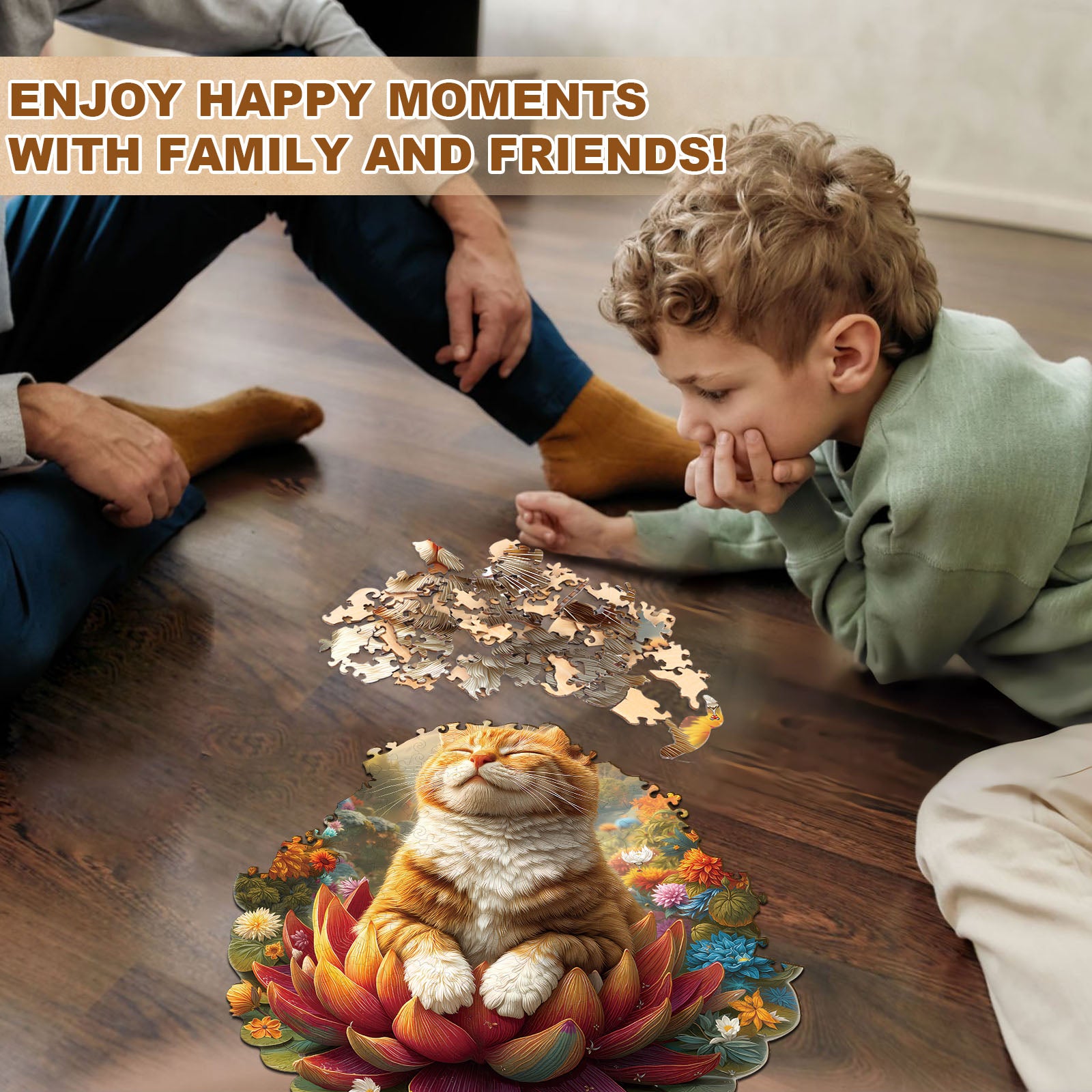 Meditating Cat Wooden Jigsaw Puzzle