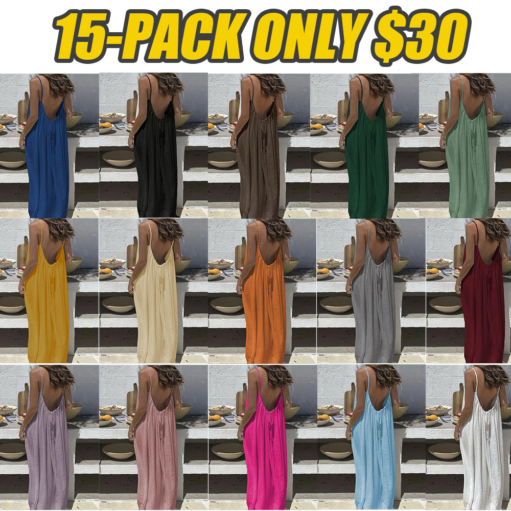 Women's Solid Color Cami Lounge Dress, Ladies Sleepwear for Indoor Wear