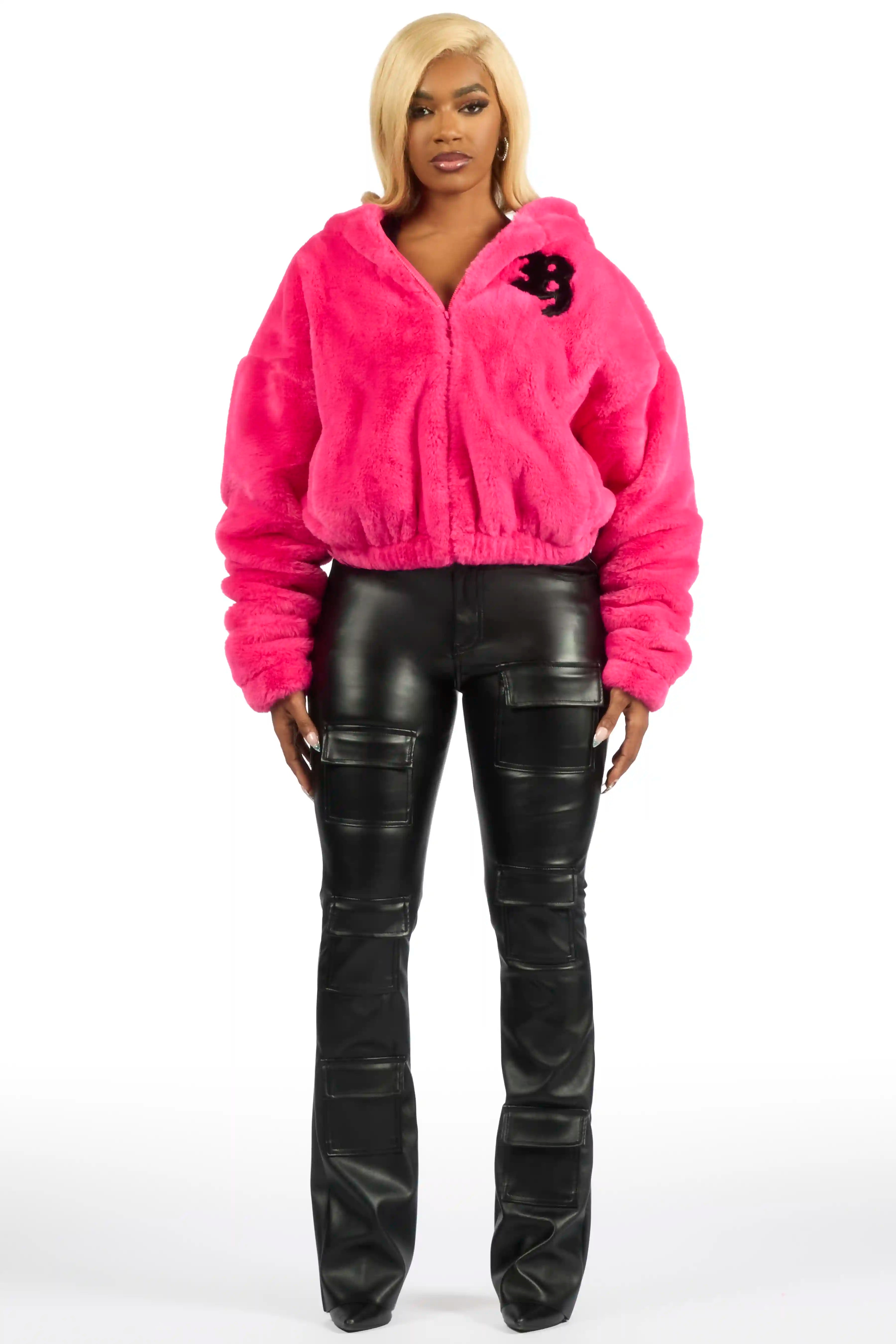 Inany Hot Pink Fur Jacket