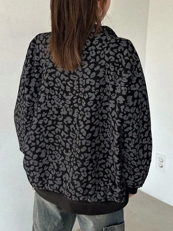 Women's Leopard Print Pullover Hoodie