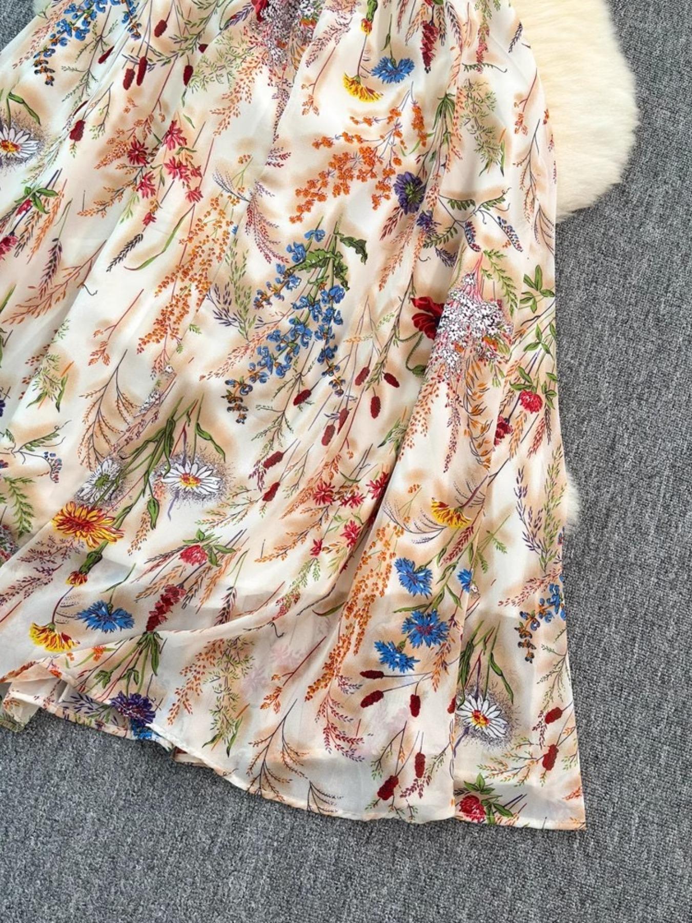 Women's Boho Floral Print Spaghetti Strap Cami Dress – Summer A-Line