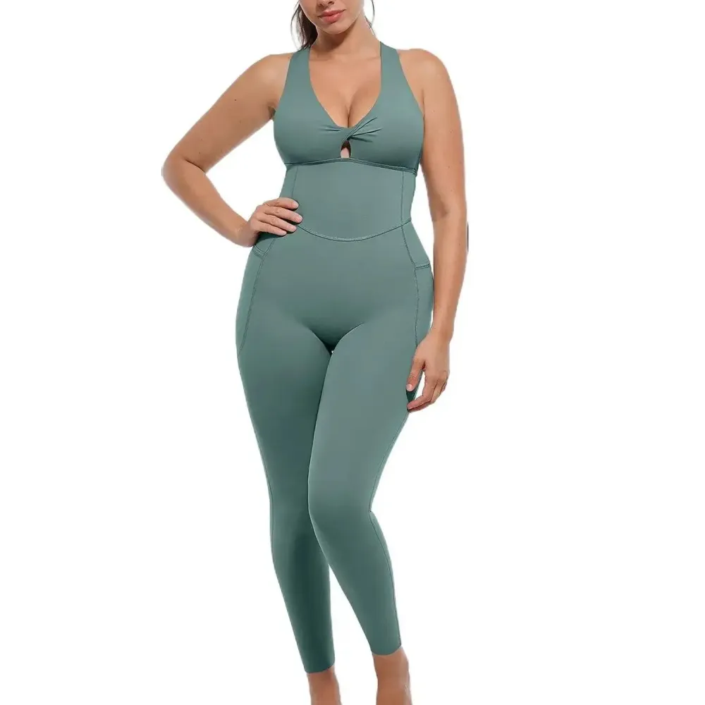 Deep V-neck shapewear bodysuit with breast support