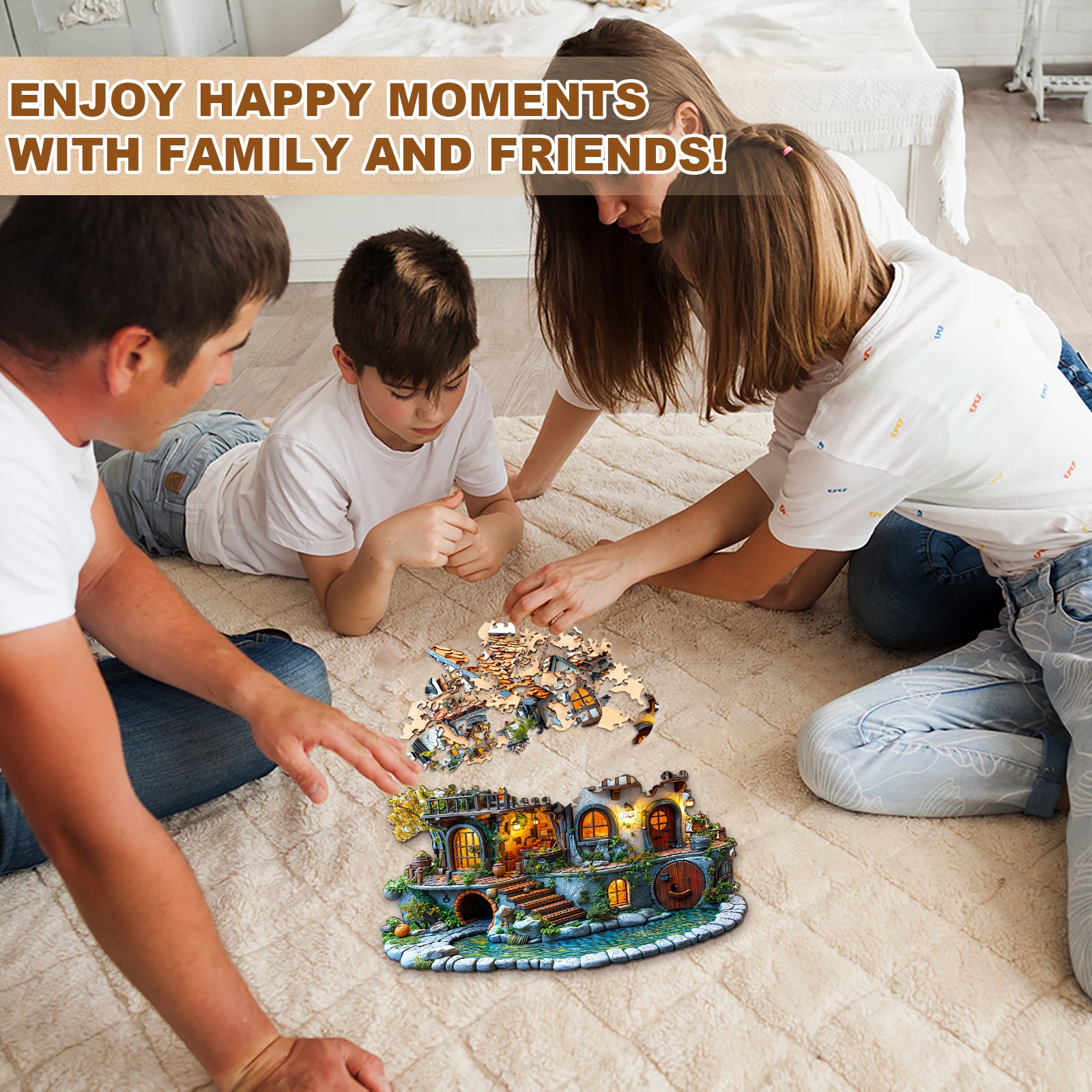 3D Glow Cottage Wooden Jigsaw Puzzle