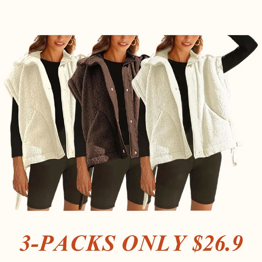 Women's Warm Fleece Vest Casual Sleeveless Button Down Sherpa Jacket