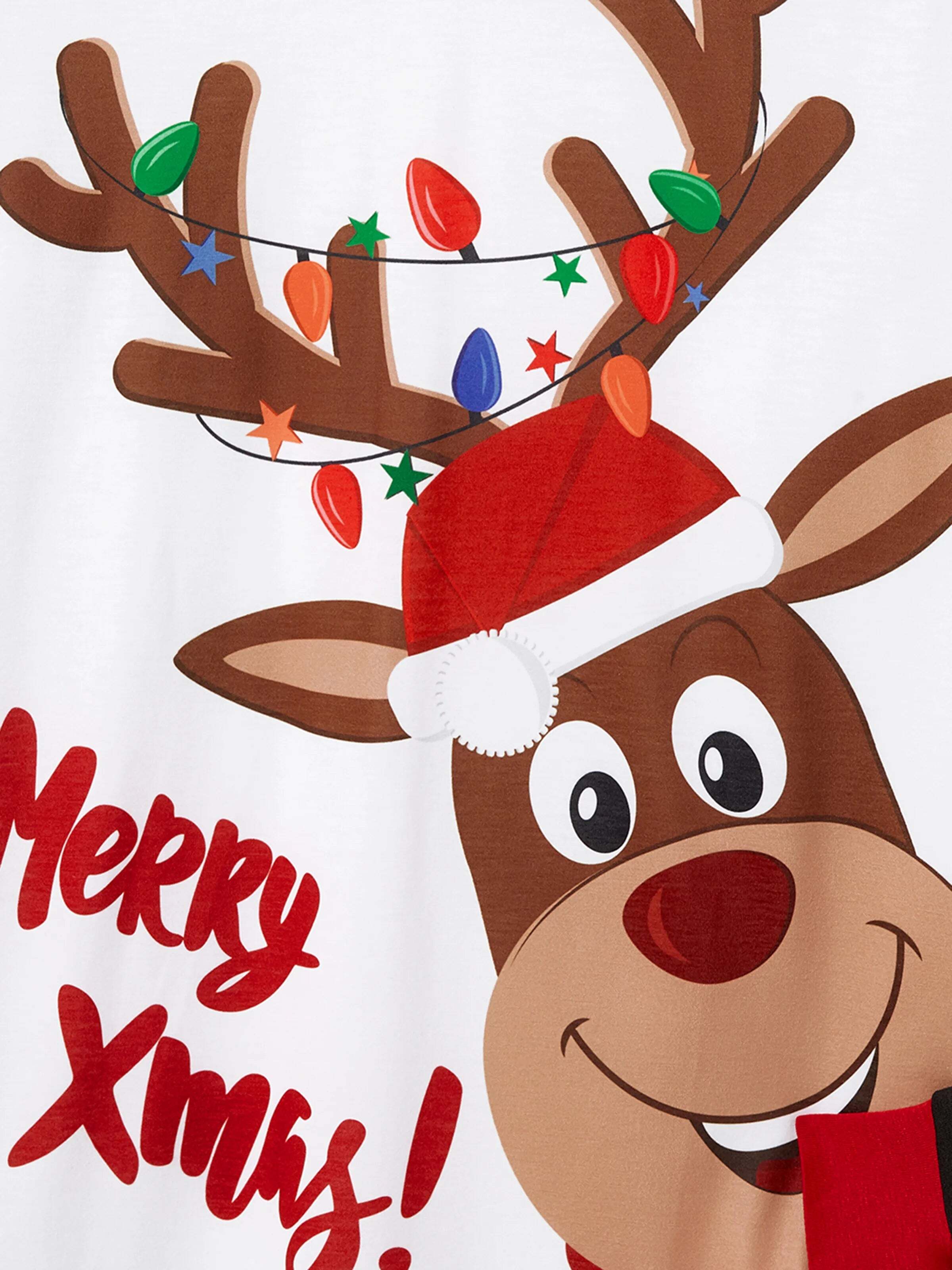 Christmas Reindeer Print Family Matching Pajamas Sets with Christmas Socks Black