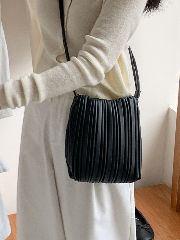 Drawstring Pleated Split-Joint Crossbody Bags