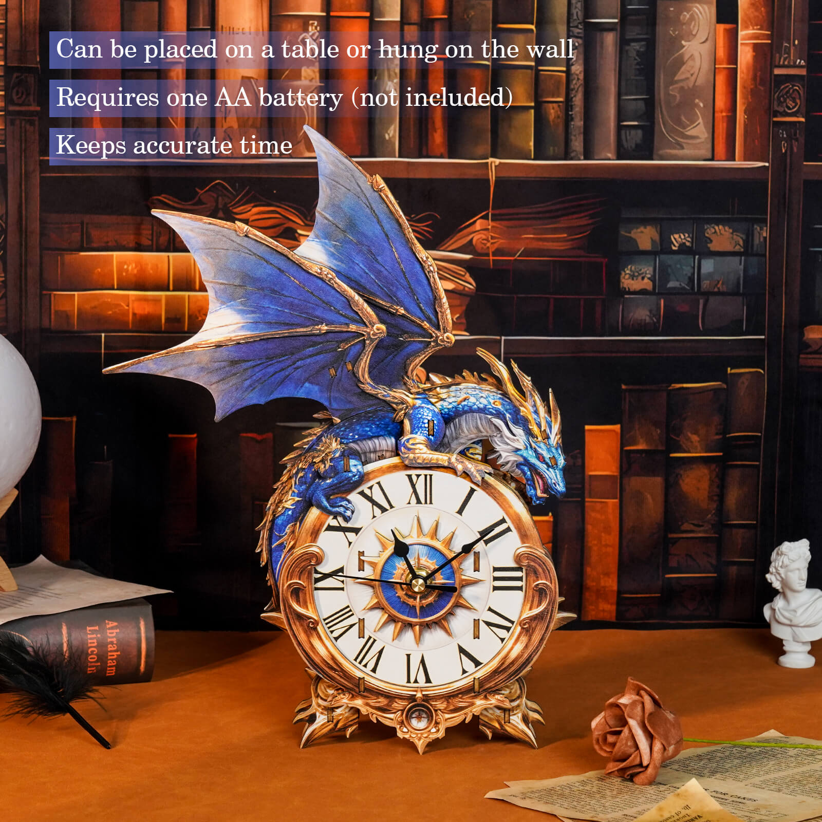Blue Dragon– DIY Wooden Clock, 3D Puzzle Craft Kit