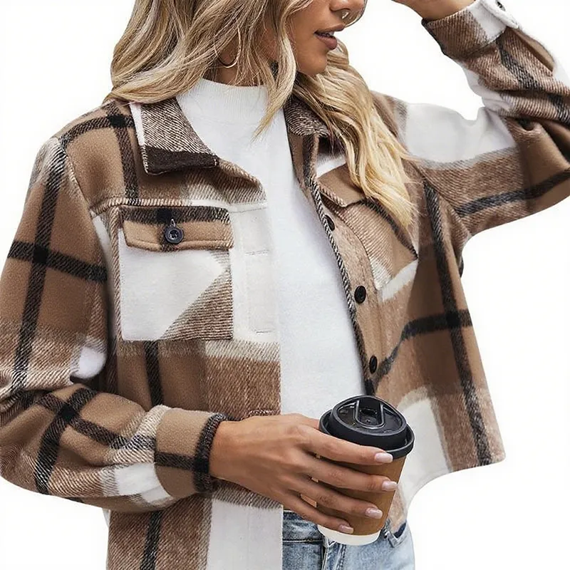 Women's Vintage Flannel Plaid Jacket