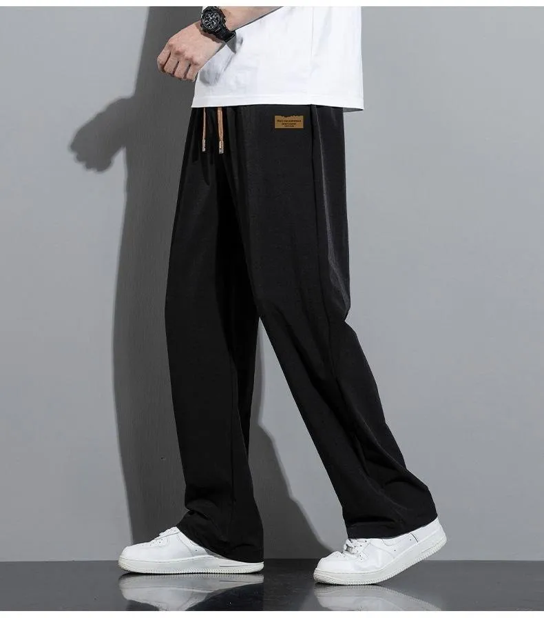 Men’s Casual Lightweight Ice Silk Jogger Pants with Drawstring Waist — Machine washable
