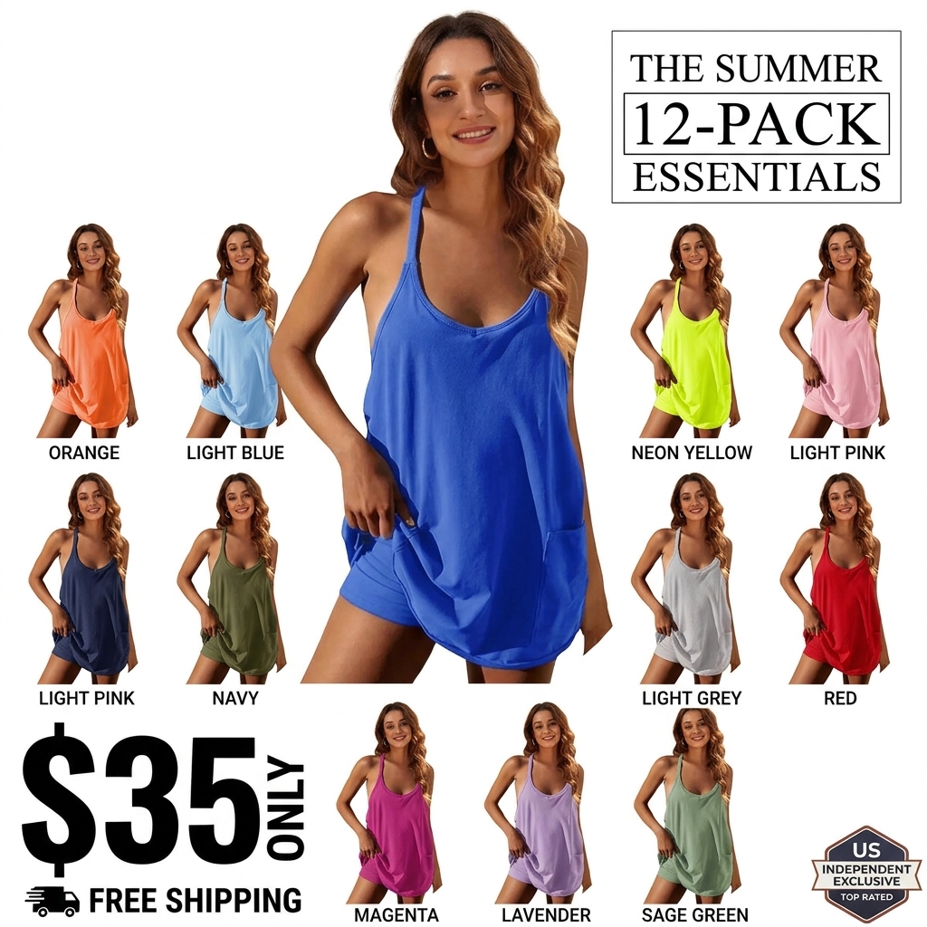 【Stock Up Deals】Viral 2-in-1 Tennis Dress: Built-in shorts, pockets, and a snatched V-neck