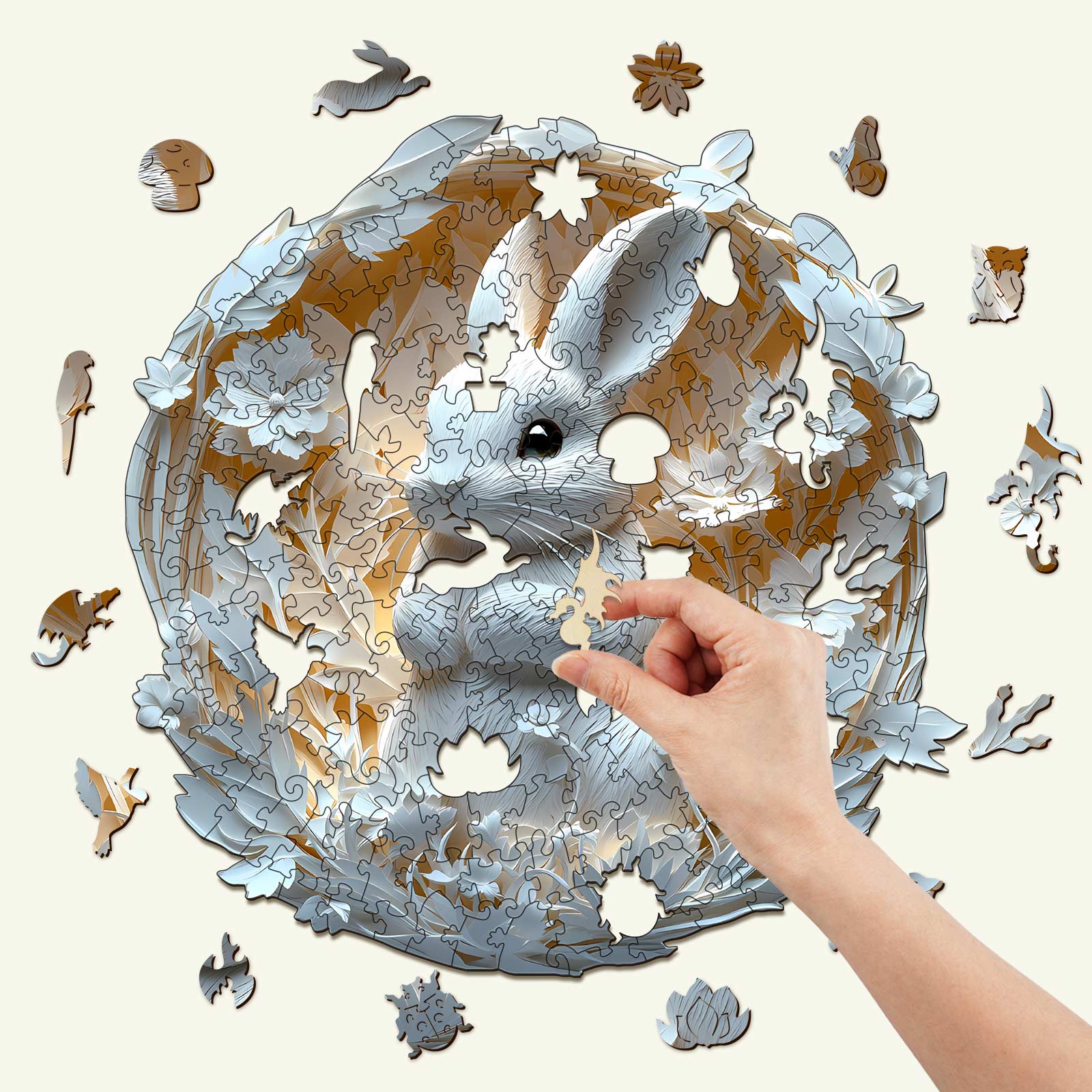 3D Paper Rabbit Wooden Jigsaw Puzzle