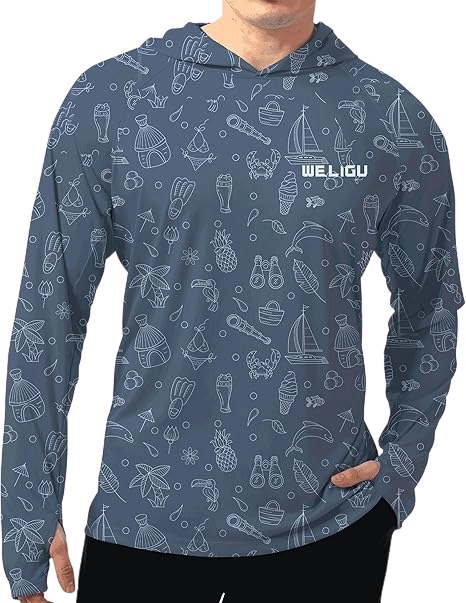 Men's UPF 50+ Sun Protection Hoodie Shirt Long Sleeve SPF Fishing Outdoor UV Hiking Lightweight Shirts