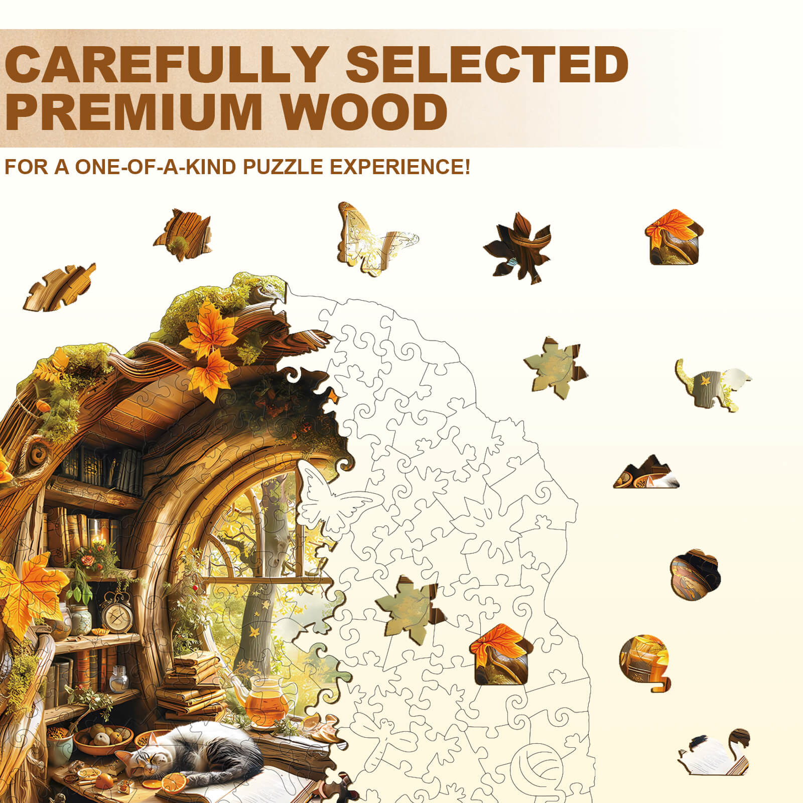 Tree house window view Wooden Jigsaw Puzzle