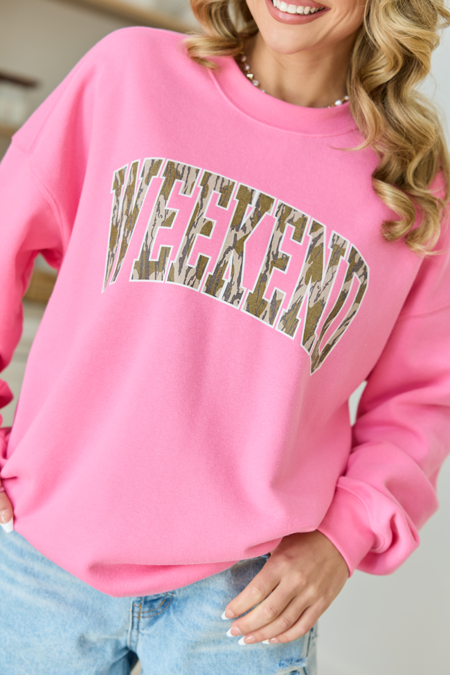 Weekend Camo Pink Graphic Sweatshirt