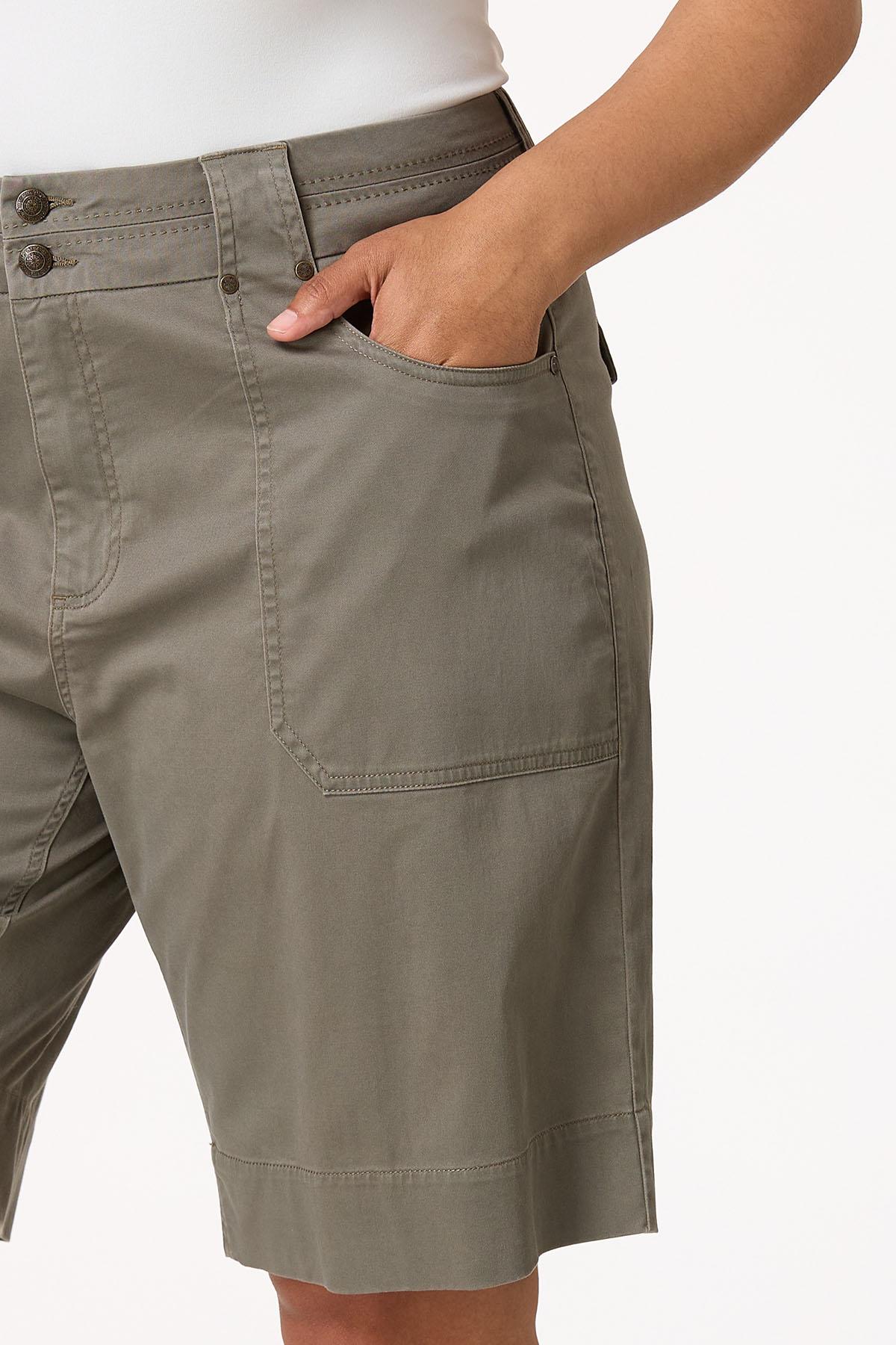 Plus Size Solid Utility Bermuda Shorts
