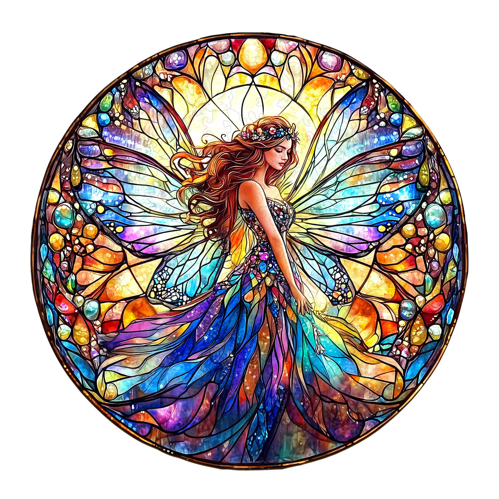 Stained Glass Fairy Wooden Jigsaw Puzzle