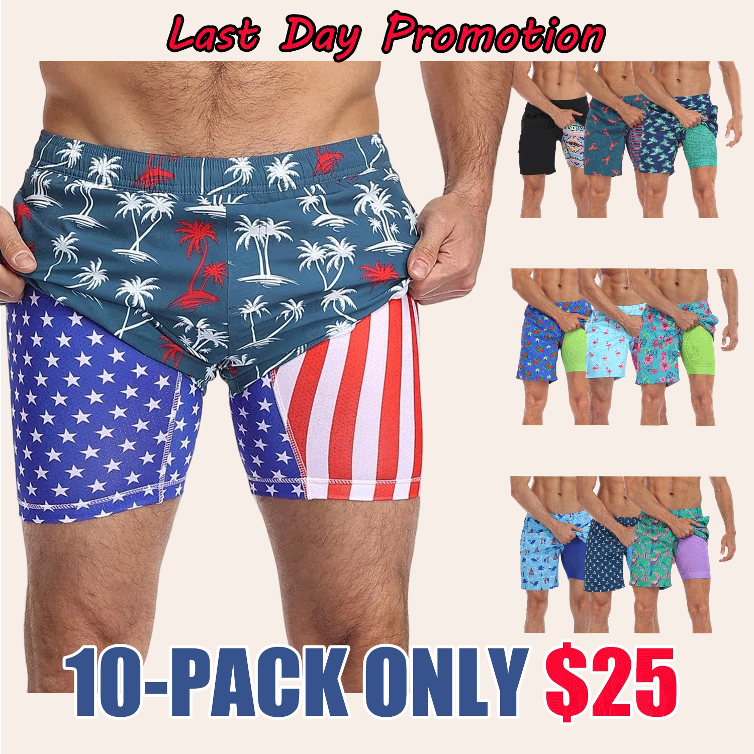 Men’s Swim Trunks with Compression Liner – Quick Dry Performance Shorts