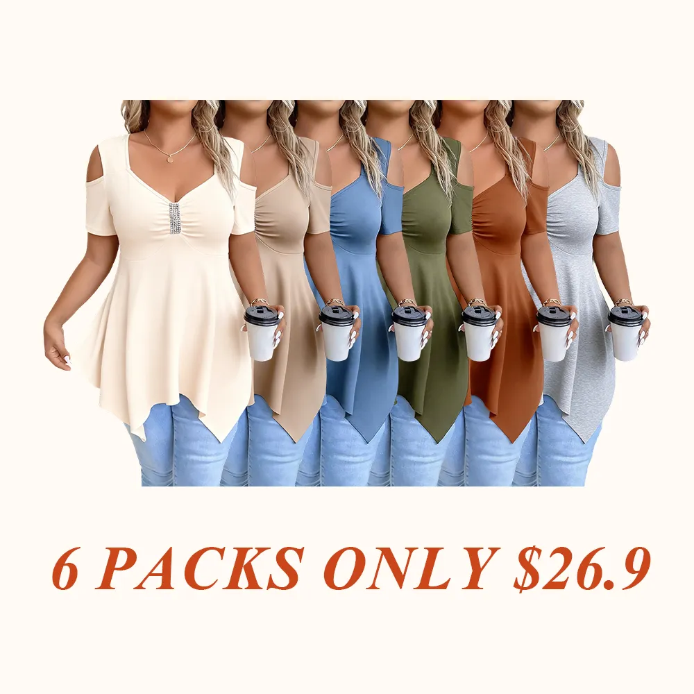 [Plus Size] Cold Shoulder Tee, Casual Asymmetrical Hem Short Sleeve T-shirt for Summer, Women's Plus Clothing for Daily Wear