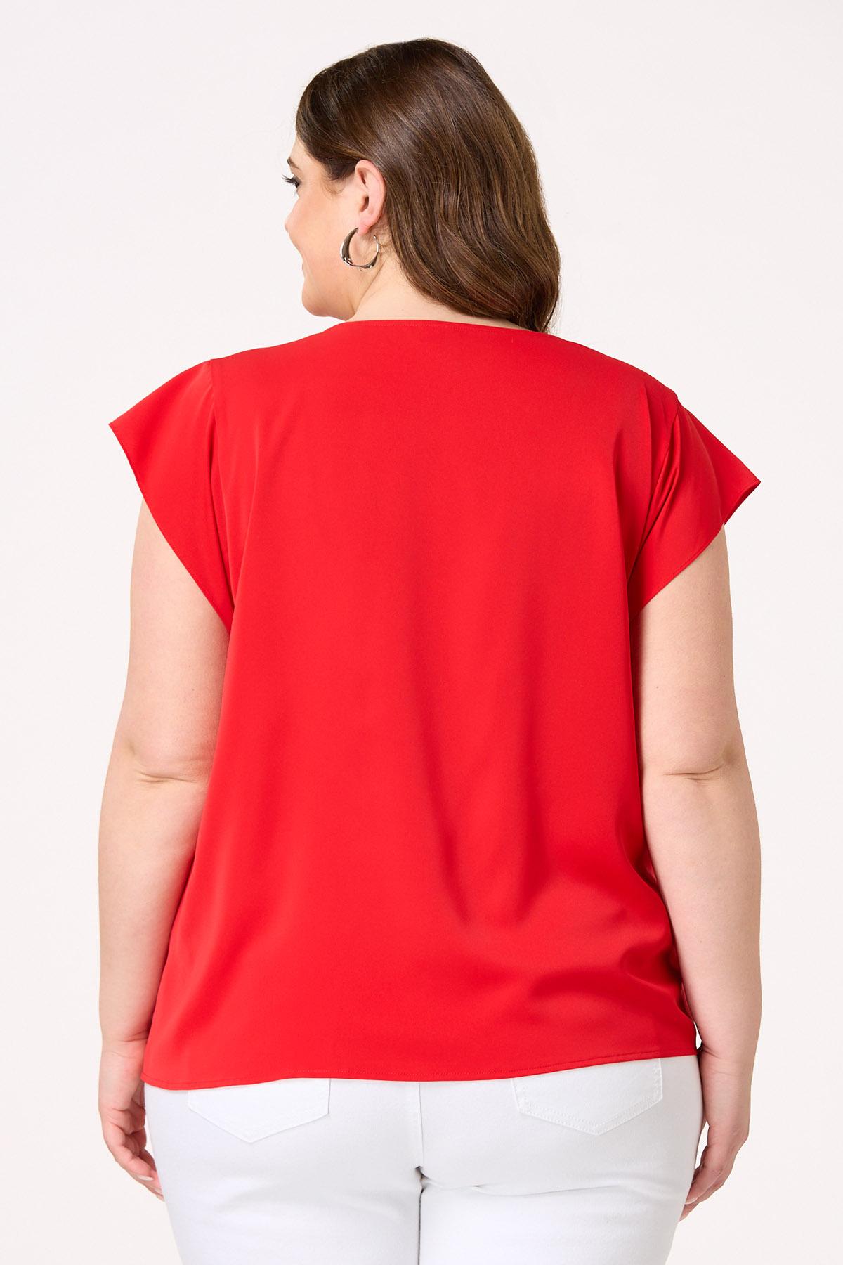 Plus Size Solid Cap Sleeve Top