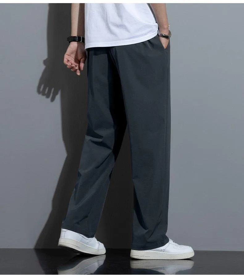 Men’s Casual Lightweight Ice Silk Jogger Pants with Drawstring Waist — Machine washable