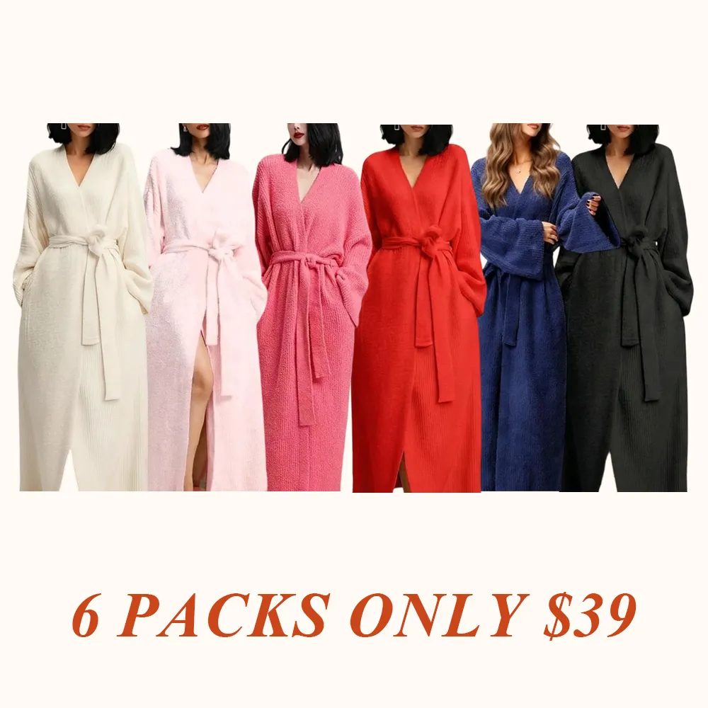 Women's Double-Sided Fleece Robe|Thickened Long Plush Loungewear