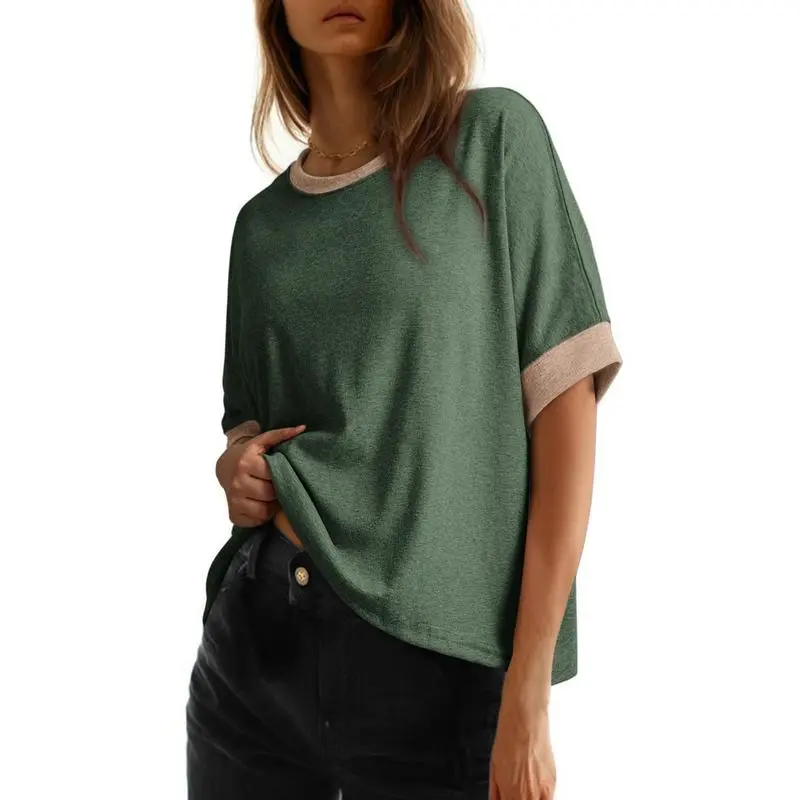 Women's Tops for Women 2026 Loose Oversized Basic Tee Comfortable Soft Fabric Flattering Fit - Womenswear