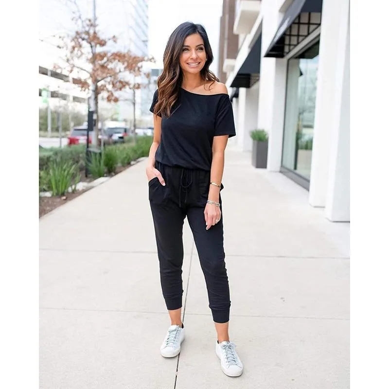 Women's Jumpsuit Elastic Waist Stretchy Loose Minimalist Comfy Clothes Casual Outdoor Lightweight Romper