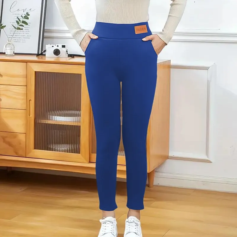 Women's solid casual plush leggings