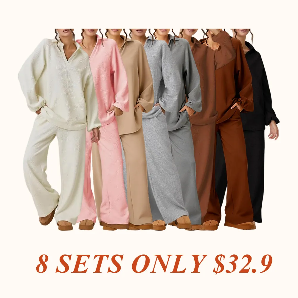 Women's Slouchy Solid Color V-Neck Loose Textured Pullover