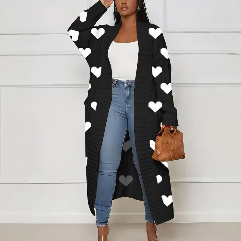 Women's Solid Color Textured Drop Shoulder Pocket Longline Cardigan