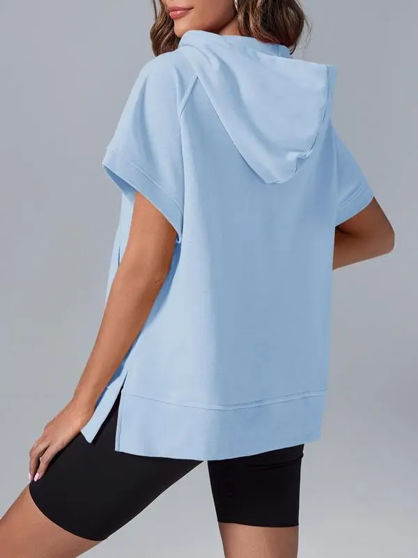 Womens Oversized Half Zip Hoodies with Pockets