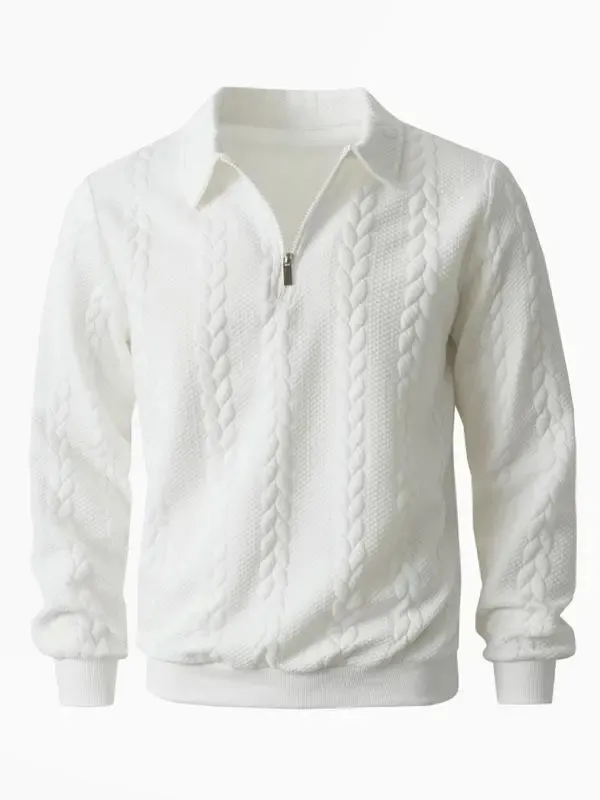 Final Hours!🔥 Up to 90% Off: Men's Premium Long Sleeve Knit Polo Sweatshirt - Essential Winter Style