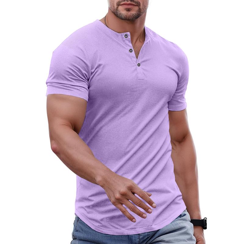 Men’s Slim Fit Longline Henley Performance Top