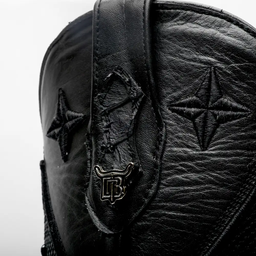 TOTAL BLACK Mini Pirarucu Leather Boots - Square Toe