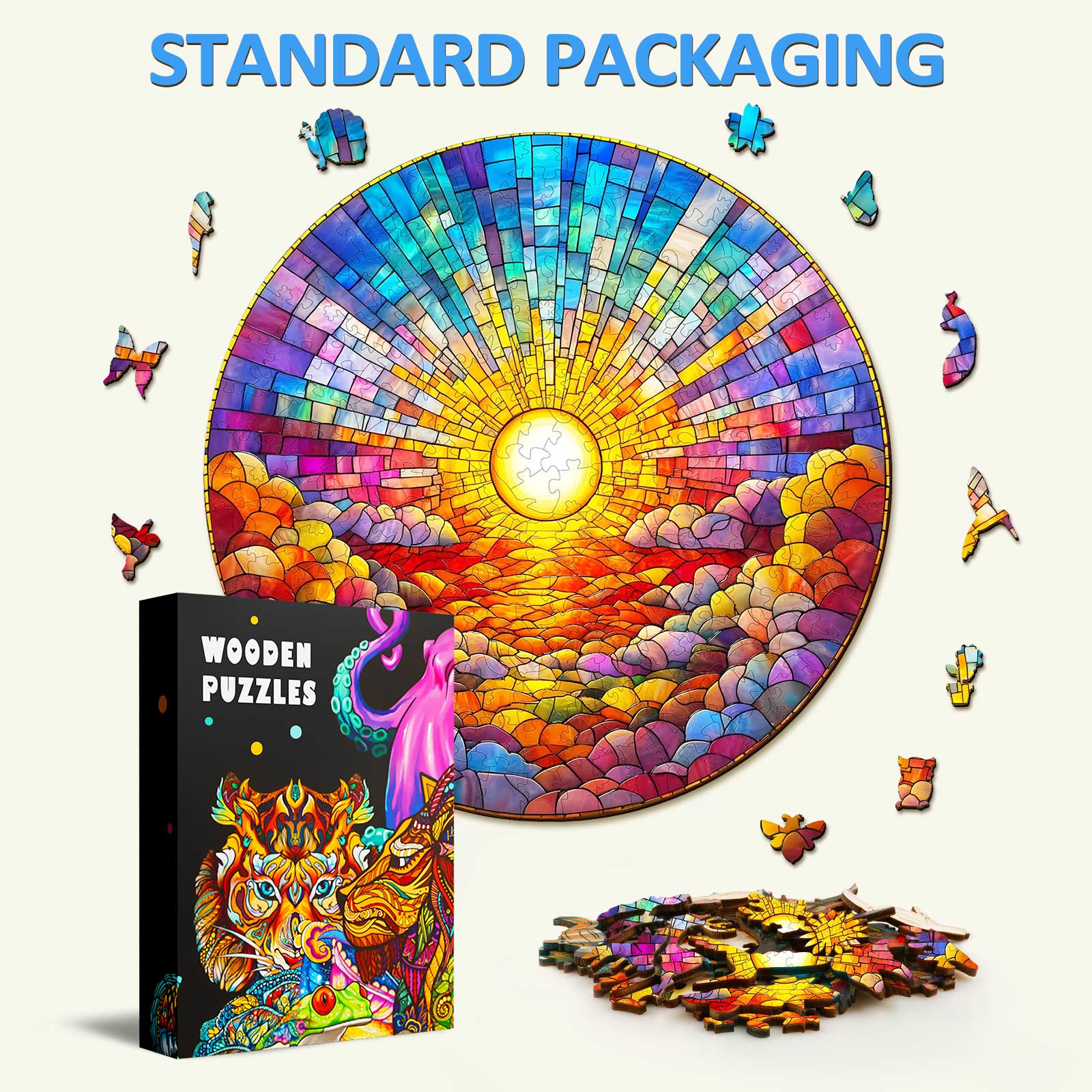 Stained Glass Rainbow Wooden Jigsaw Puzzle