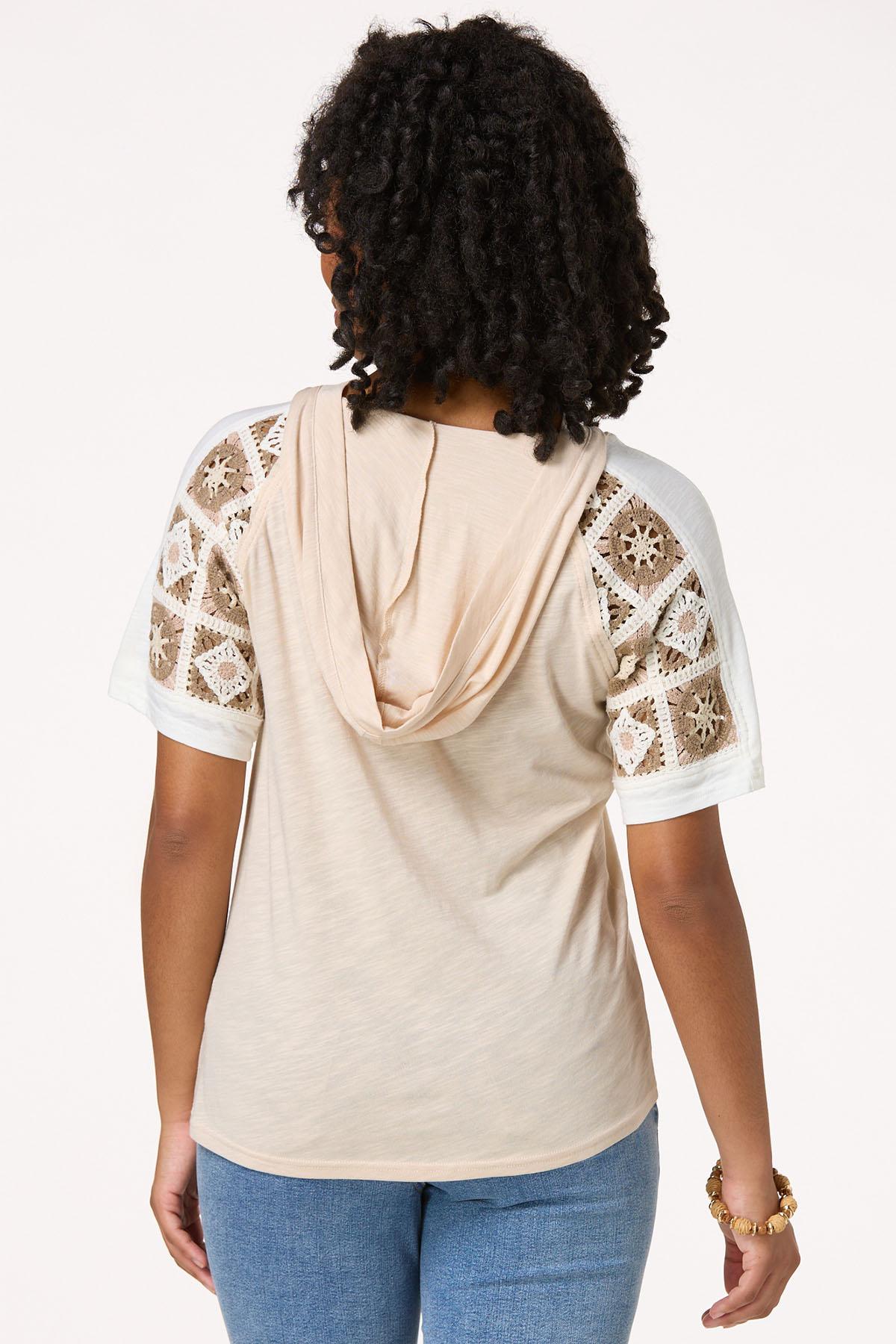 Crochet Sleeve Hooded Top