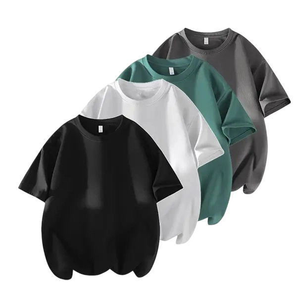 Men's 3PCS 100% cotton Crew Neck T-Shirts Set - Soft Loose Fit Navy Gray Black Tees for Casual Daily Wear