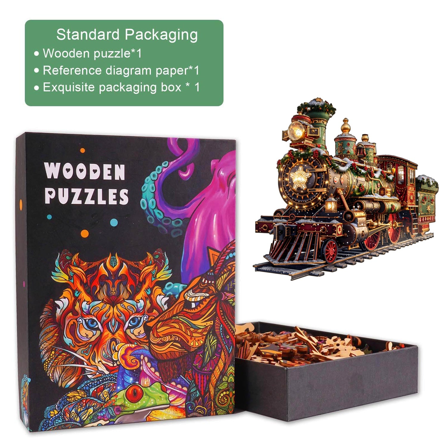 Christmas Mechanical Train-1 Wooden Jigsaw Puzzle