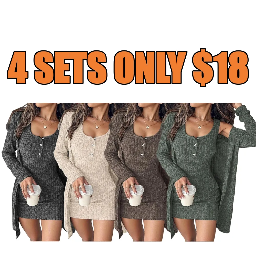 Women's Casual Striped Two-piece Dress Set