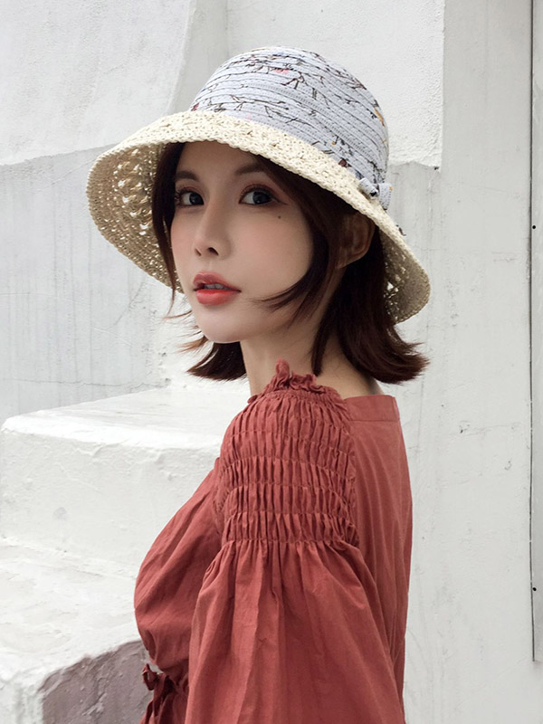 Leisure Print Sun-Protection Straw Hat