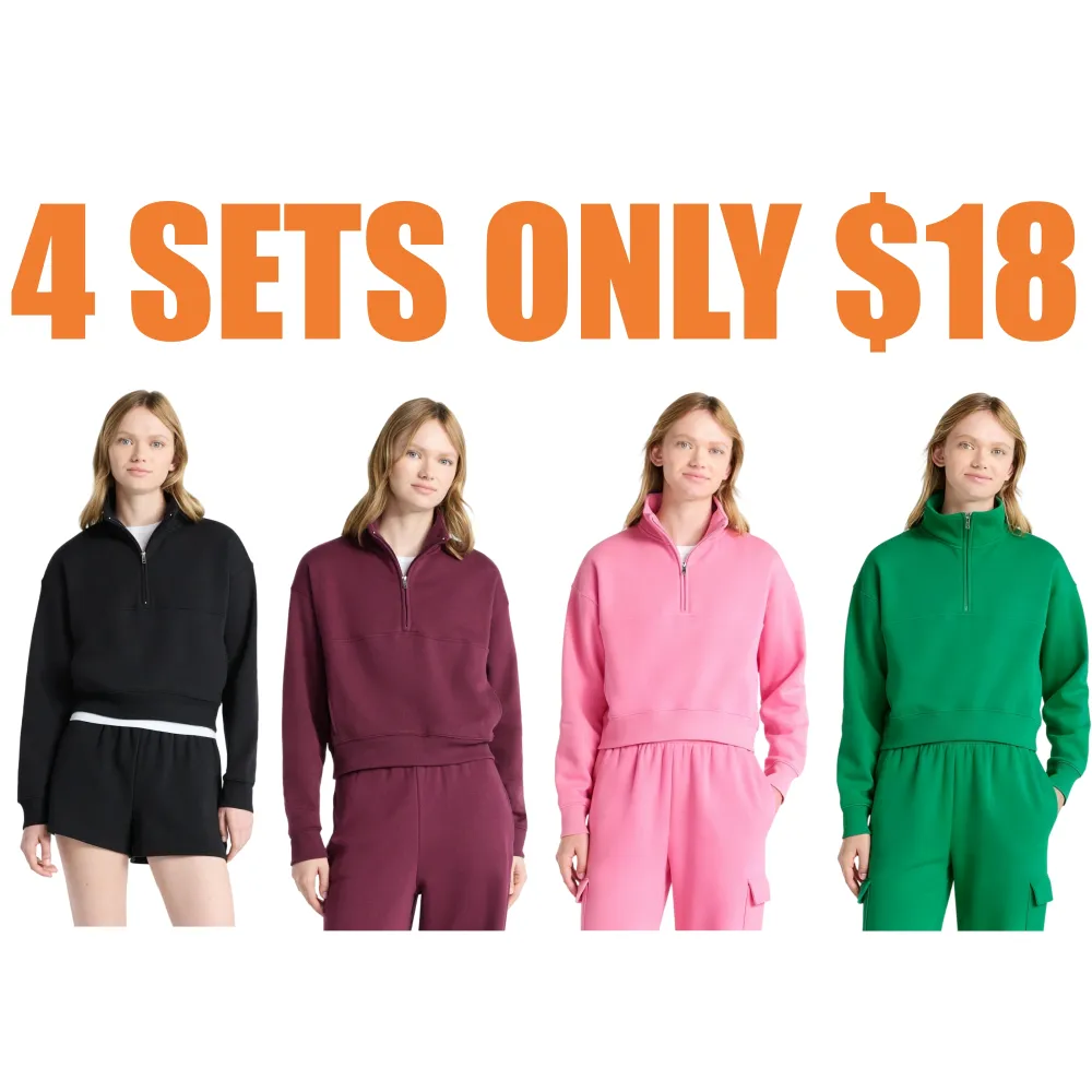 Women’s 2-Piece Set – Half Zip Sweatshirt & Wide Leg Pants