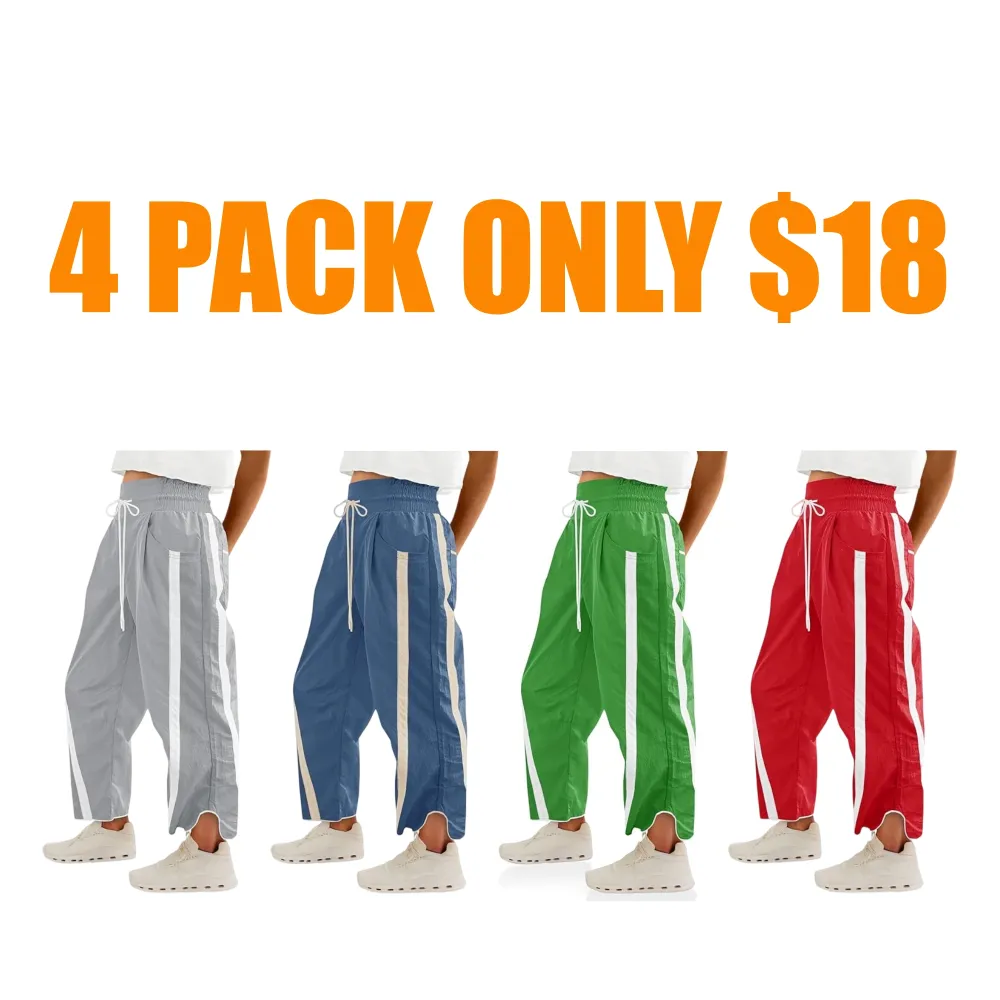 Women's Relaxed Wide-Leg Pants Color-Blocked Athletic Pants