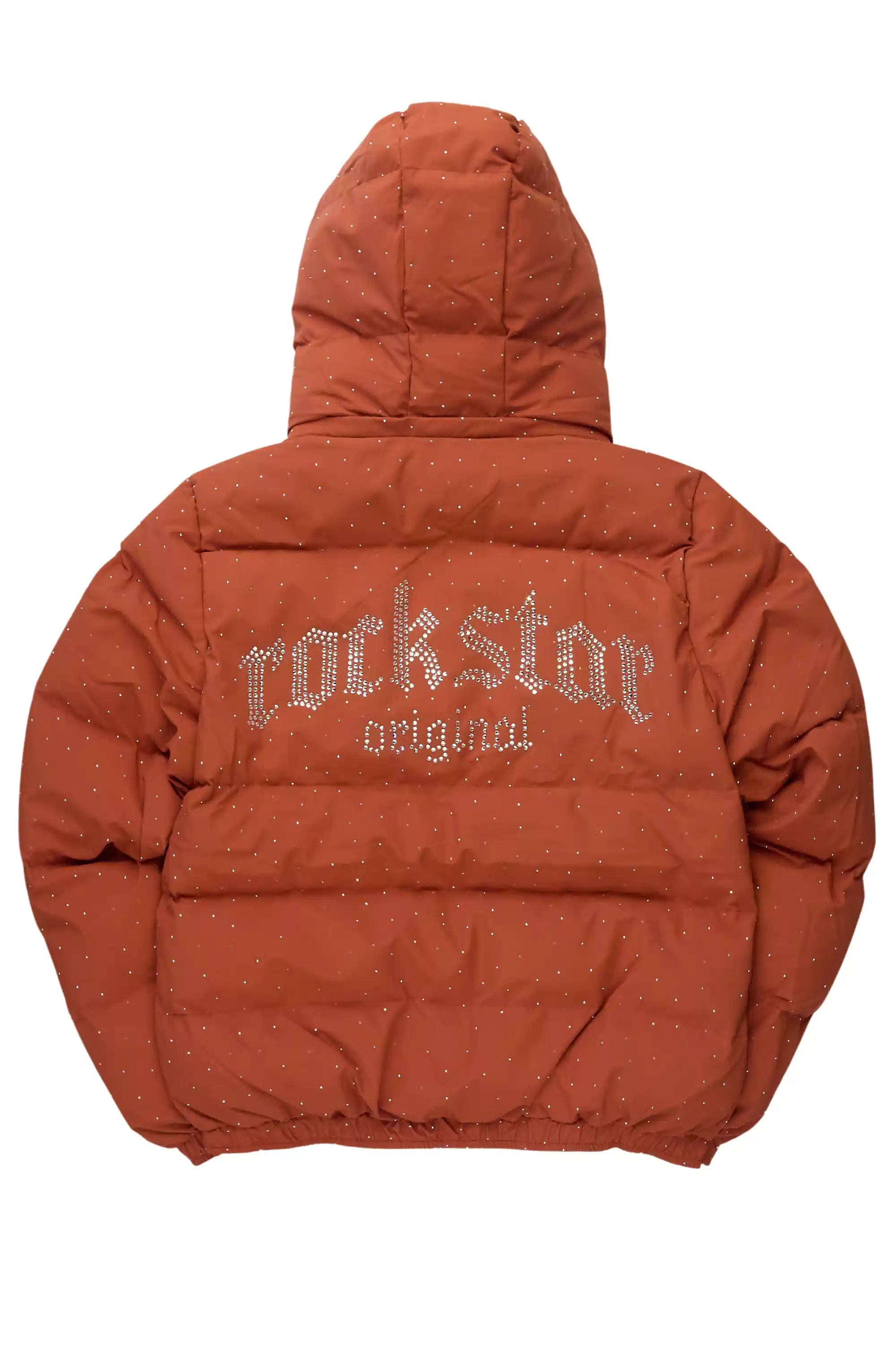 Onellia Mocha Rhinestone Puffer Jacket