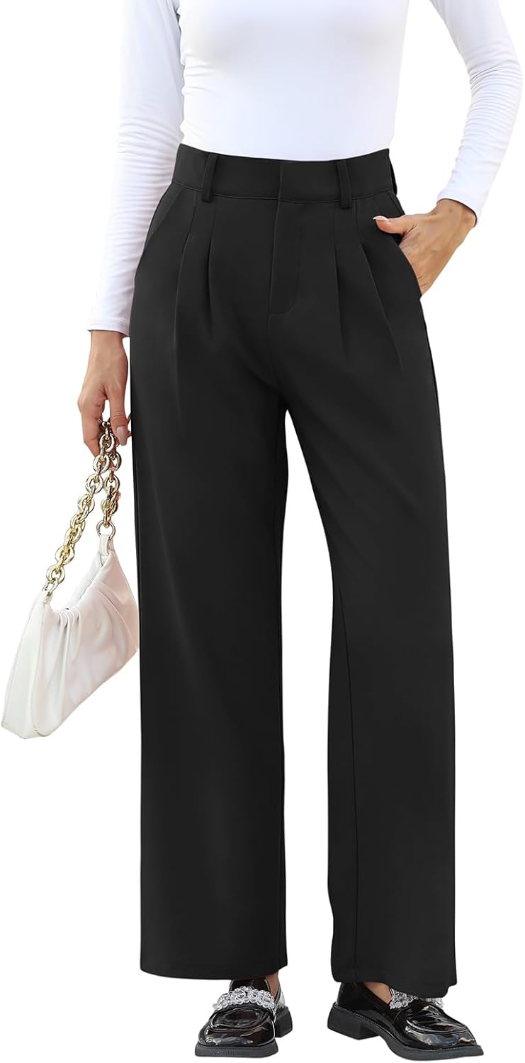 High-Waisted Work Pants for Women – Business Casual Office Trousers with Pockets