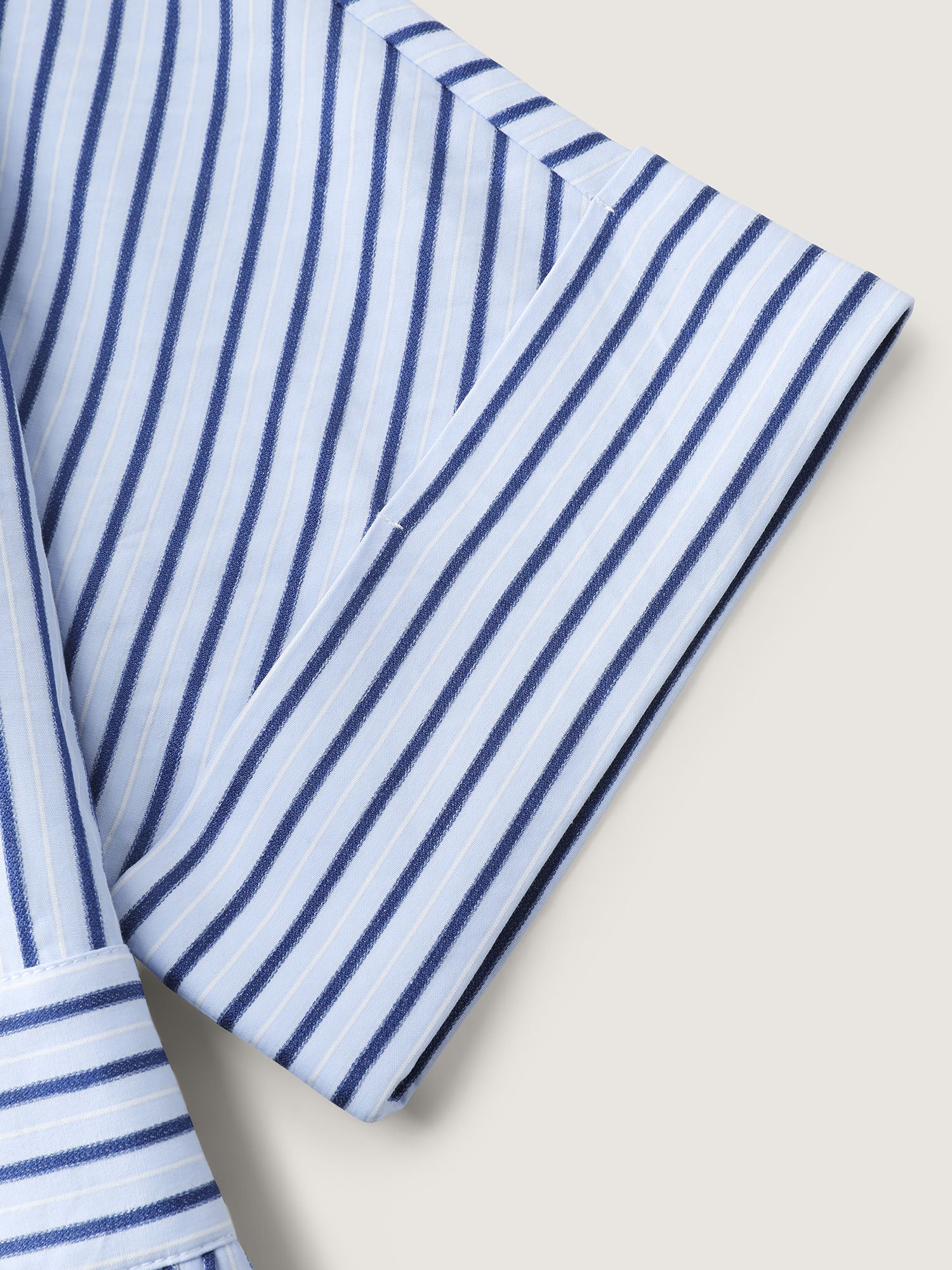 Striped Notched Lapel Collar Midi Dress