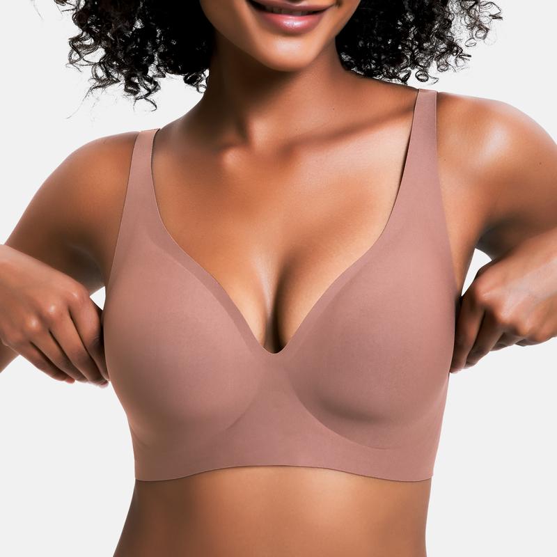 ✨🎁 Buy 1 Get 3 Packs🔥Womens Comfortable Wireless Bras Push Up Bralettes Seamless Tshirts Bras Deep V Everyday Bras