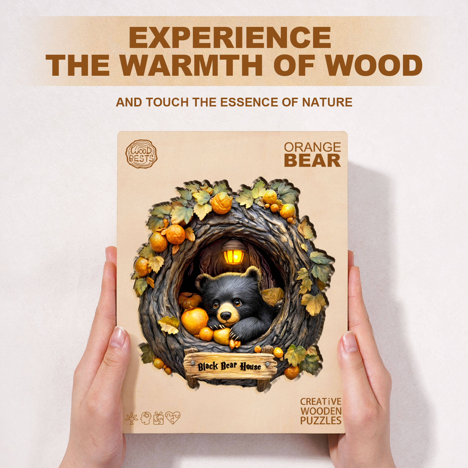 Orange Bear Wooden Jigsaw Puzzle