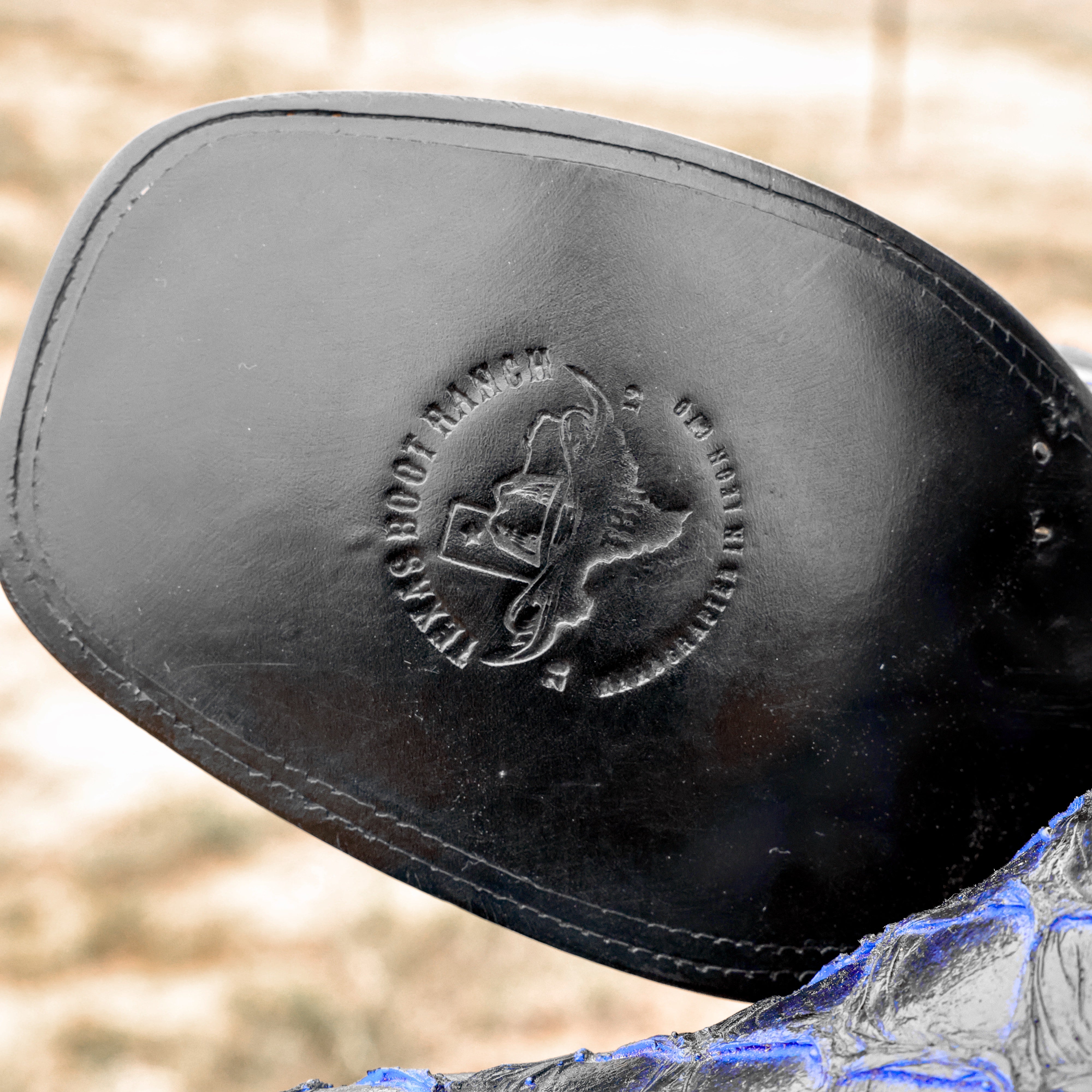 Black/Blue Pirarucu Leather Boots - Square Toe