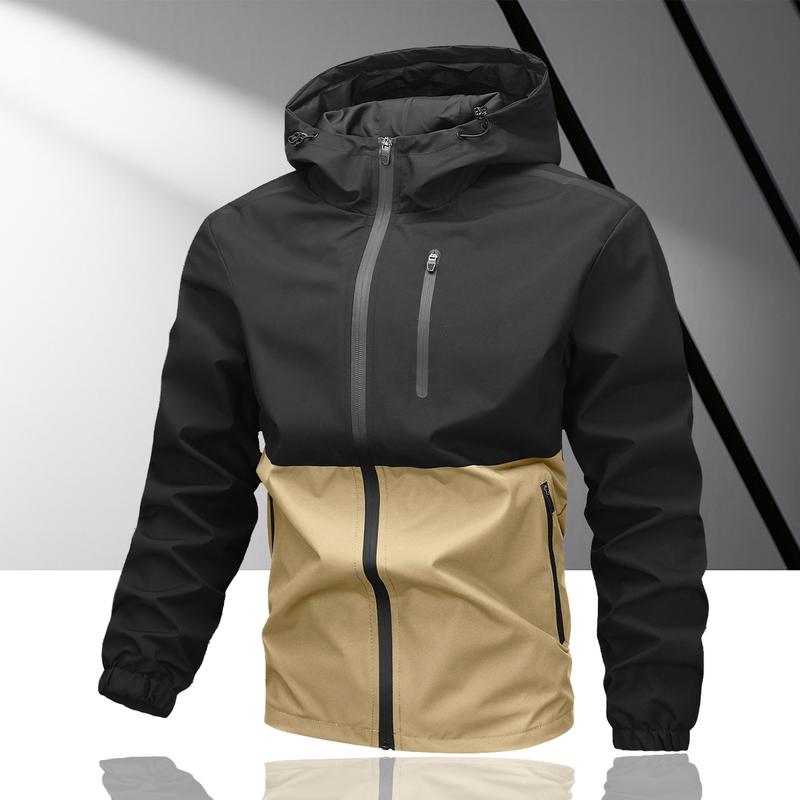 Men's casual waterproof jacket with adjustable hat